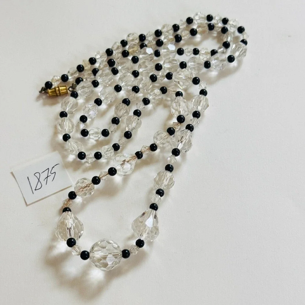 VTG Austrian Crystal Graduated Necklace Statement Art Deco Flapper beaded 32